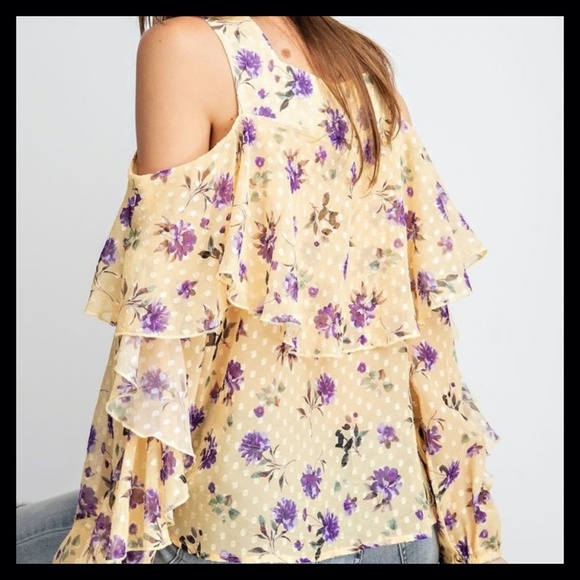 BNWT Easel "Rosie Pom Pom" Ruffle Detailed Chiffon Top - Picture 4 of 13